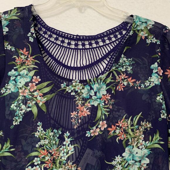 Charming Charlie Top Women Small ScoopNeck Sheer Floral Babydoll Lace Fairy Boho - Picture 7 of 9